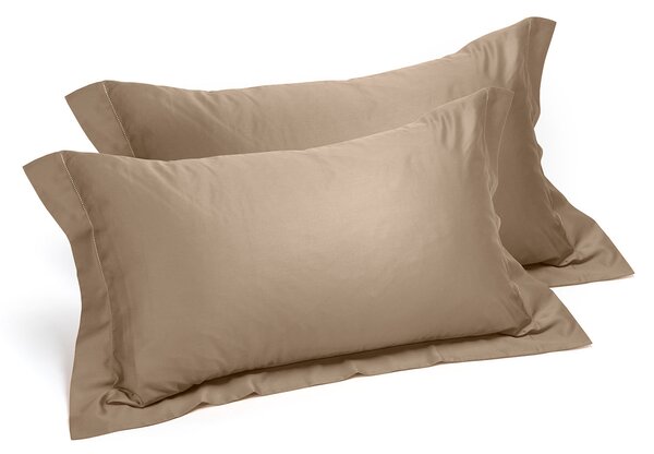 Coppia Federe In Raso Di Cotone Raso Standard Dreaming Tinta Unita Tortora Caleffi