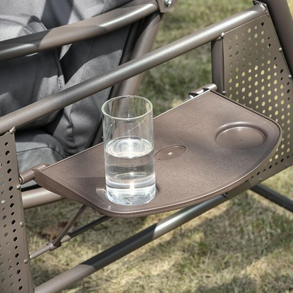 VivaGarden Dondolo da Giardino 3 Posti con Tettuccio Parasole e Portabicchieri in Metallo/Poliestere Dimensioni 208x120x172 cm colore Grigio