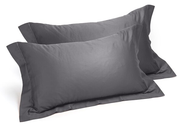 Coppia Federe In Raso Di Cotone Raso Standard Dreaming Tinta Unita Grigio Caleffi