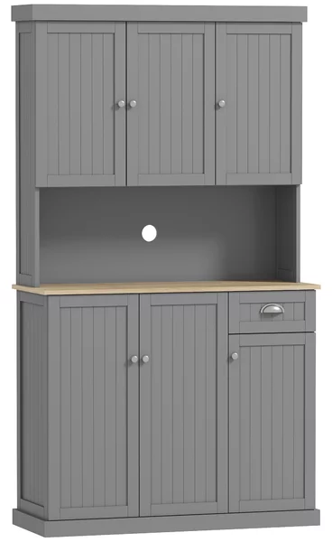 HOMCOM Mobile Cucina Credenza Country con Mensole Regolabili 101x39x180cm Bianco | Aosom Italy