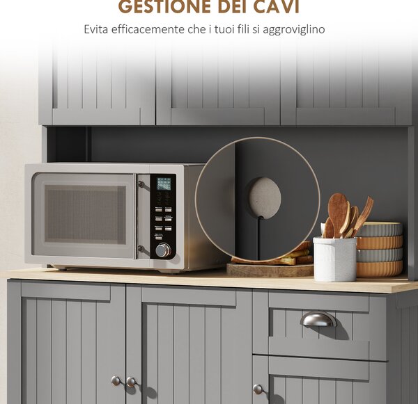 HOMCOM Mobile Cucina Credenza Country con Mensole Regolabili 101x39x180cm Bianco | Aosom Italy