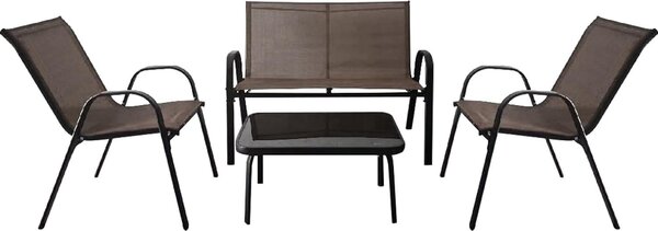 KOMFOTTEU set da balcone 4 pezzi, set di mobili da giardino per 4 persone, set da giardino con 2 sedie & 1 panca & 1 tavolino, set di mobili da patio set di sedute per balcone, cortile (marrone)
