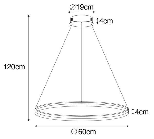 Lampada a sospensione di design bianca 60 cm con LED dimmerabile a 3 livelli - Anello