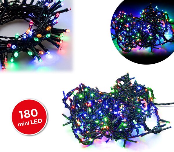 Luci di Natale 180 LED 9,16m Multicolor da Interno Cavo Verde
