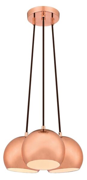 Lampada a sospensione a grappolo, versione in rame per 3 sorgenti luminose