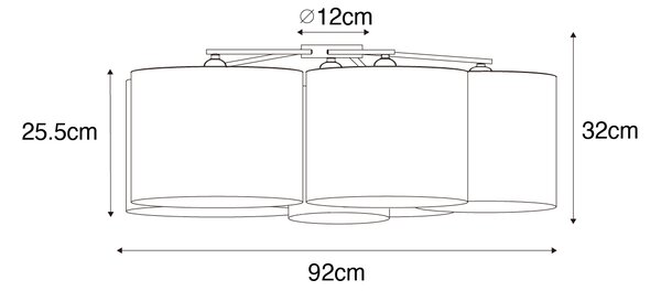 Plafoniera nera con interno dorato 6 luci - Multidrum