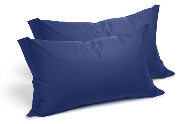 Coppia Federe In Cotone Cotone Tinta Unita Standard Caleffi Tinta Unita Blu Caleffi