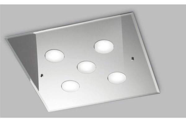 Plafoniera da Muro con in Vetro a Specchio collezione DADO Dimensioni 50x50x h 3 cm - 5,5 kg GX53 Led 5 x max 7 watt struttura specchiante