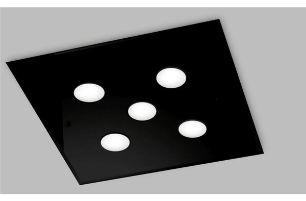 Plafoniera da Muro con in Vetro nero collezione DADO Dimensioni 50x50x h 3 cm - 5,5 kg GX53 Led 5 x max 7 watt struttura colore Nero