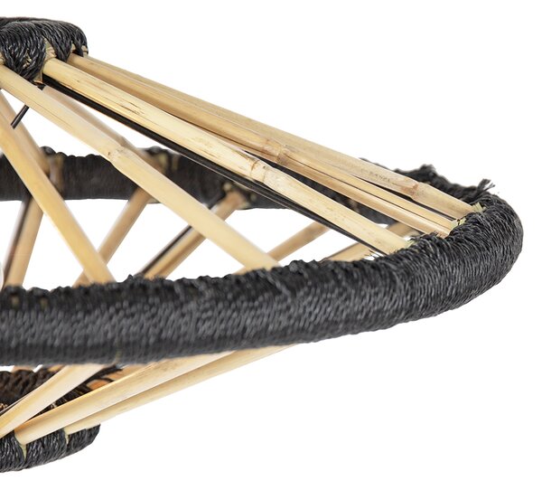 Lampada a sospensione orientale in bambù e nero 60 cm - Evalin