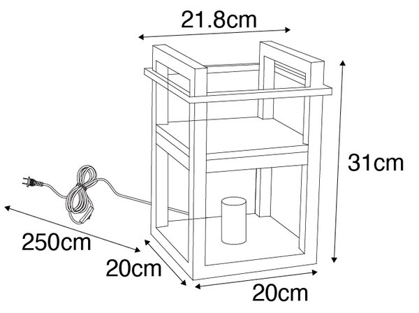 Lampada da tavolo industriale nera con legno - Cage Rack