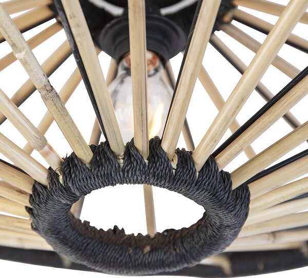 Lampadario orientale in bambù con nero 60 cm - Evalin
