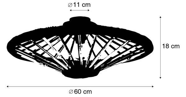 Lampadario orientale in bambù con nero 60 cm - Evalin