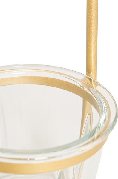 Lampada da tavolo Art Déco dorata con vetro bianco - Isabella
