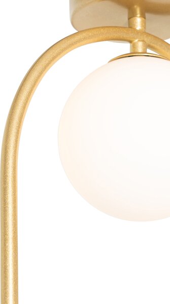Plafoniera Art Déco oro con vetro bianco - Isabella