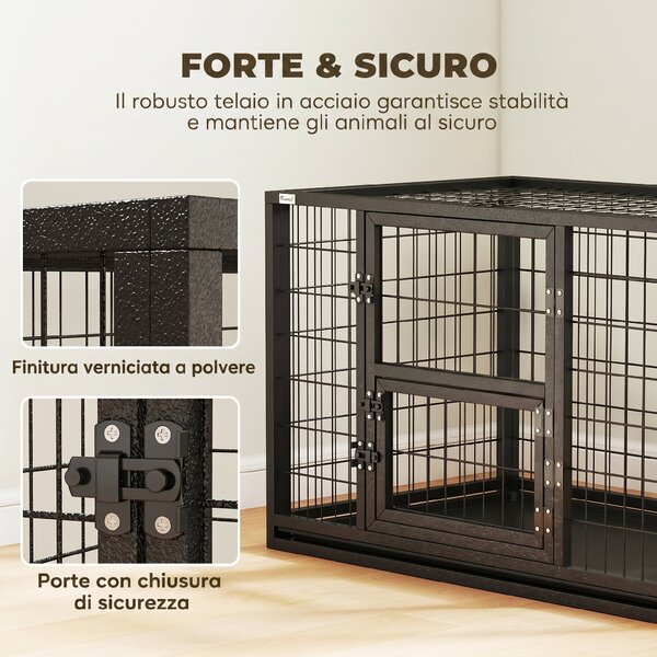 PawHut Gabbia per Cani Robusta, 94x60x64 cm, con Vassoio Rimovibile. | Aosom Italy