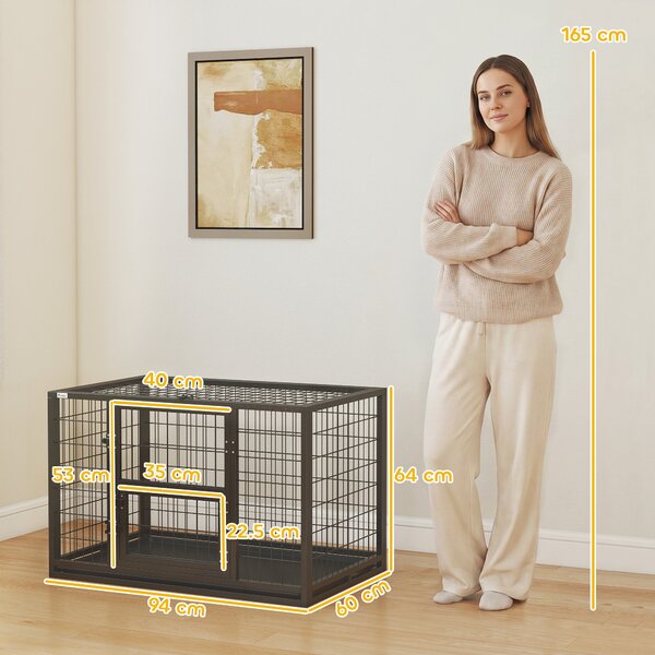 PawHut Gabbia per Cani Robusta, 94x60x64 cm, con Vassoio Rimovibile. | Aosom Italy