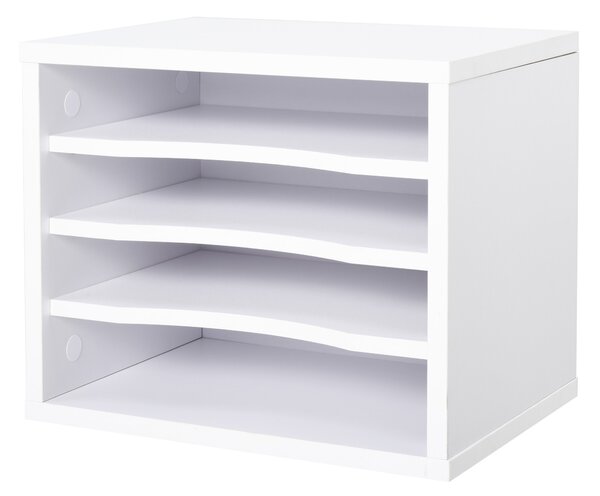 Vinsetto Organizer da Scrivania in Legno a 4 livelli, 35.5x25x28.6cm, Bianco | Aosom Italy