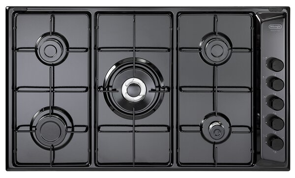 De Longhi Piano Cottura 5 Fuochi a Gas Larghezza 86 cm Smaltato colore Nero - FLN 59 DD