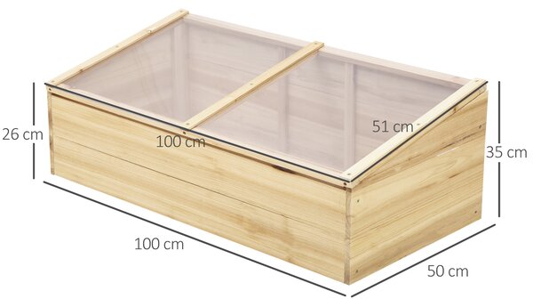 Outsunny Serra da Giardino e Fioriera per Balcone in Legno di Abete Naturale, 100x50x35cm, 100x50x35cm