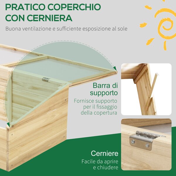 Outsunny Serra da Giardino e Fioriera per Balcone in Legno di Abete Naturale, 100x50x35cm, 100x50x35cm