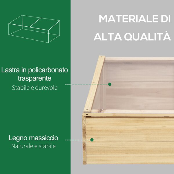 Outsunny Serra da Giardino e Fioriera per Balcone in Legno di Abete Naturale, 100x50x35cm, 100x50x35cm