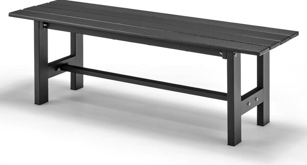 Panchina da giardino KOMFOTTEU in metallo, panchina da esterno resistente alle intemperie, panchina in metallo con portata fino a 300 kg, panchina da parco per giardino, cortile, balcone, 120×36×40,5 cm (nera)