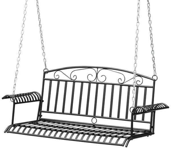Outsunny Banc Suspendu 2 Places altalena da Giardino in metallo dim. 137L x 58l x 52H cm Nero