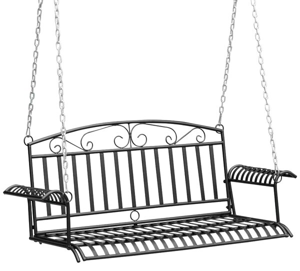 Outsunny Banc Suspendu 2 Places altalena da Giardino in metallo dim. 137L x 58l x 52H cm Nero
