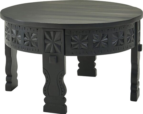 Tavolino design 60x36x60 cm tavolino in legno massiccio rotondo nero | Wohnling