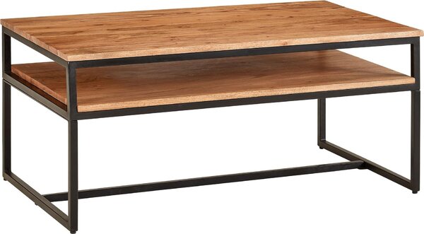 Tavolino 100x60x45 cm tavolino in metallo tavolino in legno massiccio tavolino da salotto | Wohnling