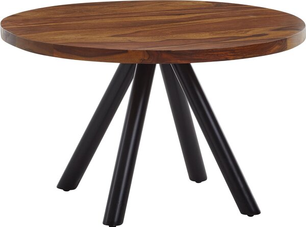 Tavolino 60x60x35 cm in legno massiccio di sheesham / metallo tavolino rotondo | Wohnling