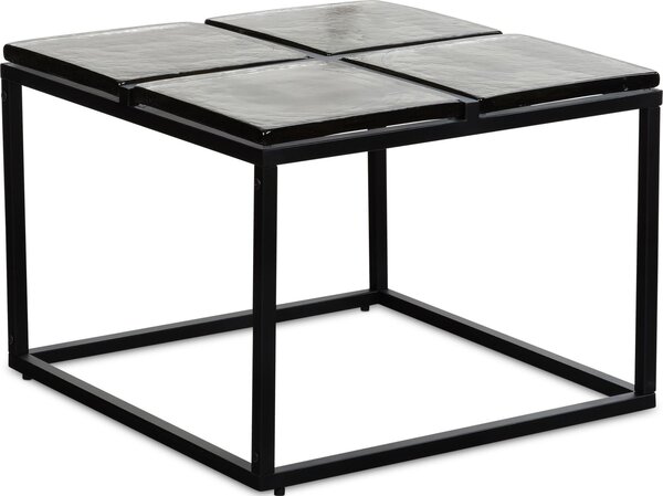 Tavolino in vetro metallo 58x58x43,5 cm tavolino nero, tavolino design soggiorno quadrato, tavolino moderno, tavolino soggiorno | Wohnling