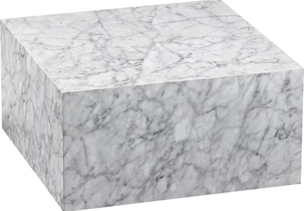 Tavolo monoblocco lucido 60x30x60 cm con aspetto marmo bianco | Wohnling