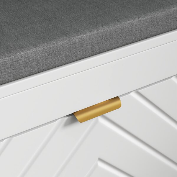 HOMCOM Panca porta scarpe, panca portaoggetti, asse seduta imbottita, cassetto ribaltabile, motif 106 x 24 x 52,5 cm, bianco | Aosom Italy