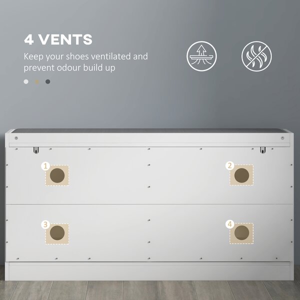 HOMCOM Panca porta scarpe, panca portaoggetti, asse seduta imbottita, cassetto ribaltabile, motif 106 x 24 x 52,5 cm, bianco | Aosom Italy