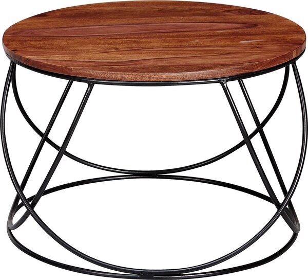 Tavolino in legno massiccio di sheesham / metallo 60 x 40 x 60 cm | Wohnling