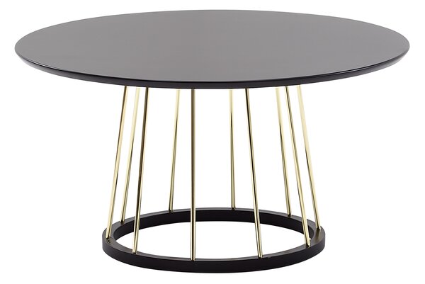 Tavolino rotondo 80x80x42 cm tavolino nero oro metallo moderno | Wohnling