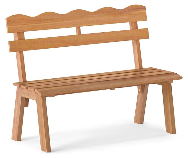 Panchina da giardino KOMFOTTEU in legno di acacia, panchina da balcone Panchina da parco per 2 persone, panchina con schienale curvo e seduta a doghe, panchina da esterno per veranda, balcone, giardino e parco, portata 360 kg