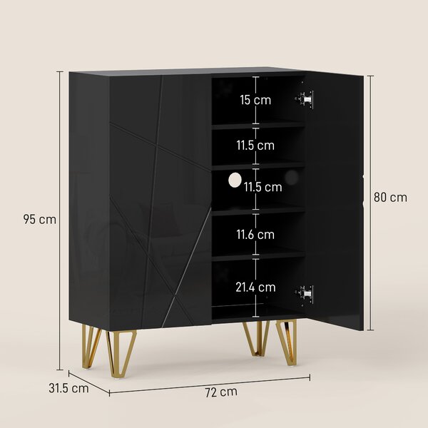 HOMCOM Scarpiera con 2 Ante e 4 Ripiani Regolabili, 72 x 31,5 x 95 cm, Nero | Aosom Italy