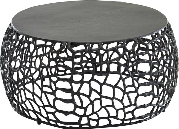 Tavolino in metallo nero 66x66x30 cm tavolino in alluminio rotondo | Wohnling