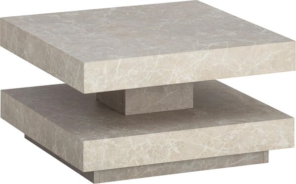 WOHNLING Tavolino da salotto 60x60x34 cm Colore sabbia Tavolino da salotto effetto pietra Tavolino da salotto moderno con spazio contenitivo Tavolino da salotto quadrato Tavolino da caffè beige