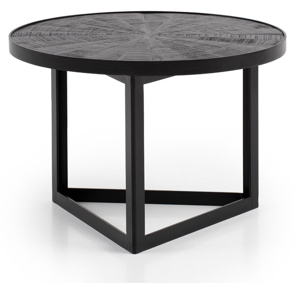 Tavolino 58x58x40 cm in legno massiccio di mango / metallo nero Tavolo da divano rotondo | Wohnling