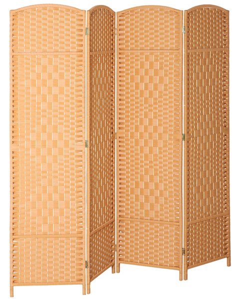 HOMCOM Paravento da interno in legno a 4 pannelli pieghevole, 180 x 180 cm, Marrone chiaro | Aosom Italy