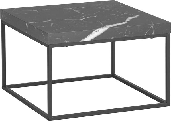 WOHNLING Tavolino da caffè 60x60x38 cm Nero Tavolino da divano in marmo Design moderno Tavolino da salotto quadrato Tavolino da caffè piccolo Gambe di metallo