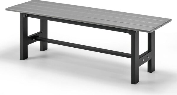 Panchina da giardino KOMFOTTEU in metallo, panchina da esterno resistente alle intemperie, panchina in metallo con portata fino a 300 kg, panchina da parco per giardino, cortile, balcone, 120×36×40,5 cm (grigio)