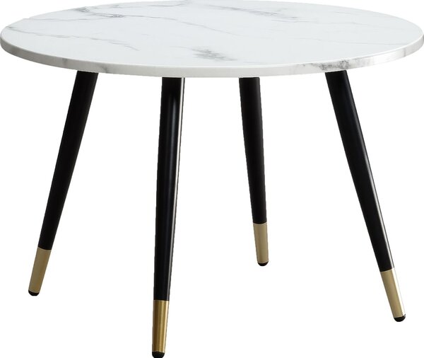 WOHNLING Tavolino 60x60x41 cm con aspetto marmo Bianco Tavolo da salotto di design moderno con struttura in metallo Tavolo da divano Tavolo rotondo Tavolino Soggiorno