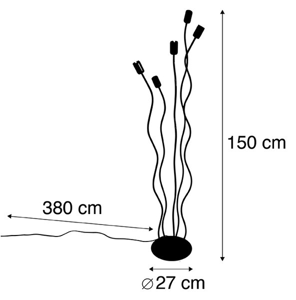 Lampada da terra design nera 5 luci - WIMME