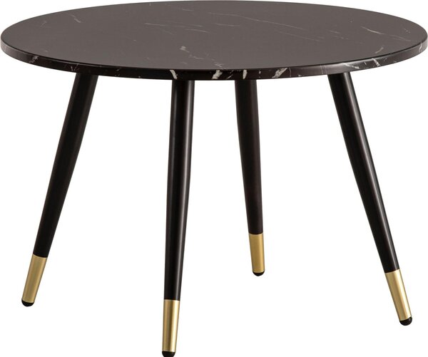 WOHNLING Tavolino 60x60x41 cm con aspetto marmo Nero Tavolo da soggiorno moderno con struttura in metallo Tavolo da divano Tavolo rotondo Tavolino Soggiorno