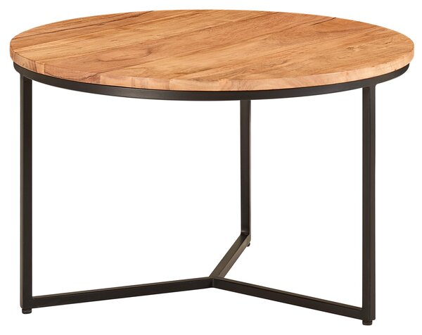 Tavolino 60x60x38 cm Tavolino in legno massiccio di acacia / metallo rotondo | Wohnling